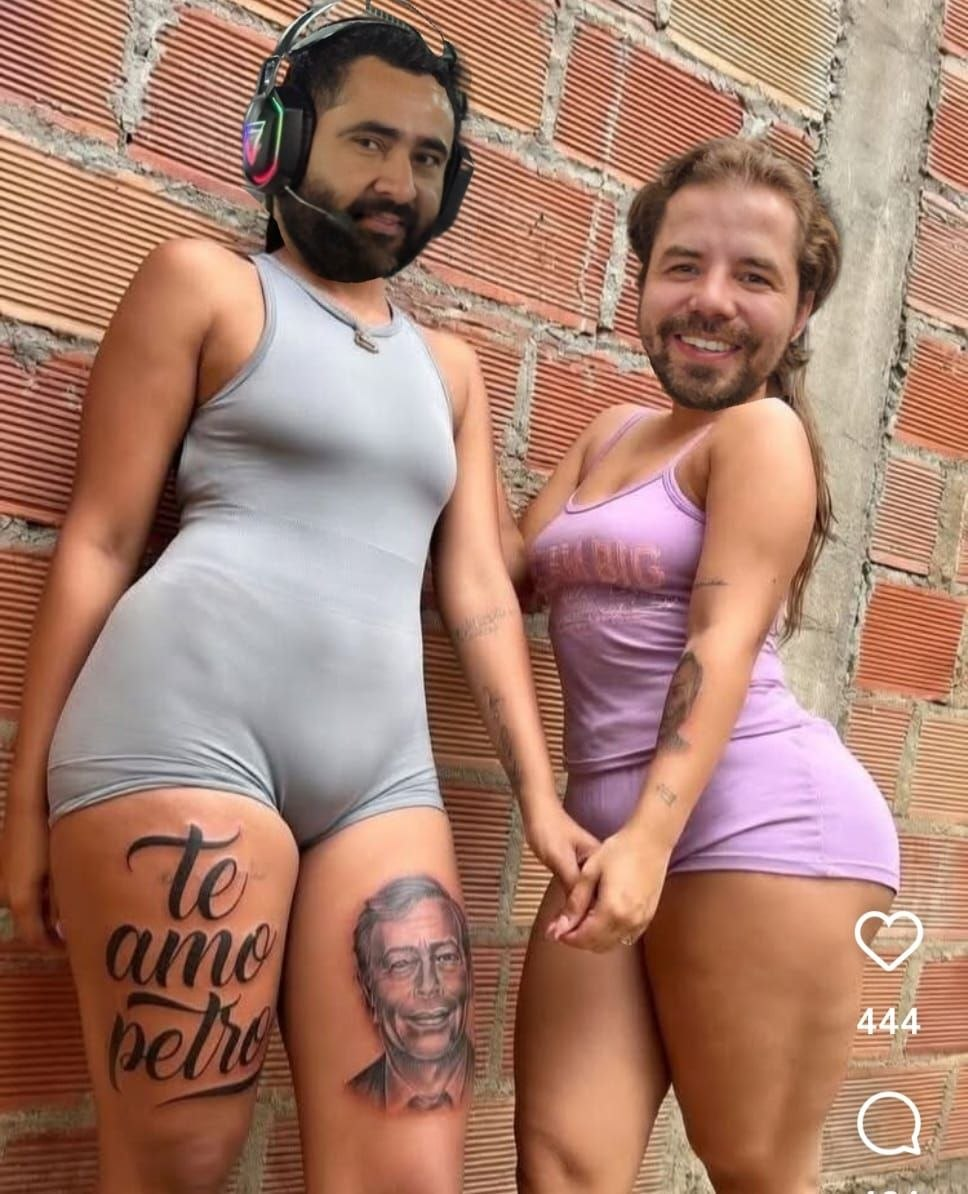 Montaje humorístico de dos integrantes tomados de la mano.