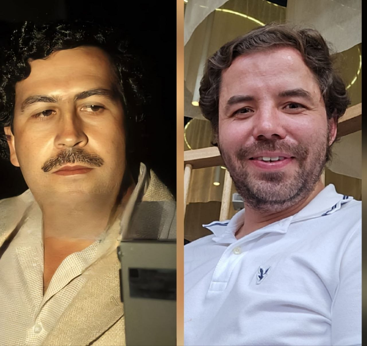 Doble foto tipo antes y después de dos integrantes del grupo.